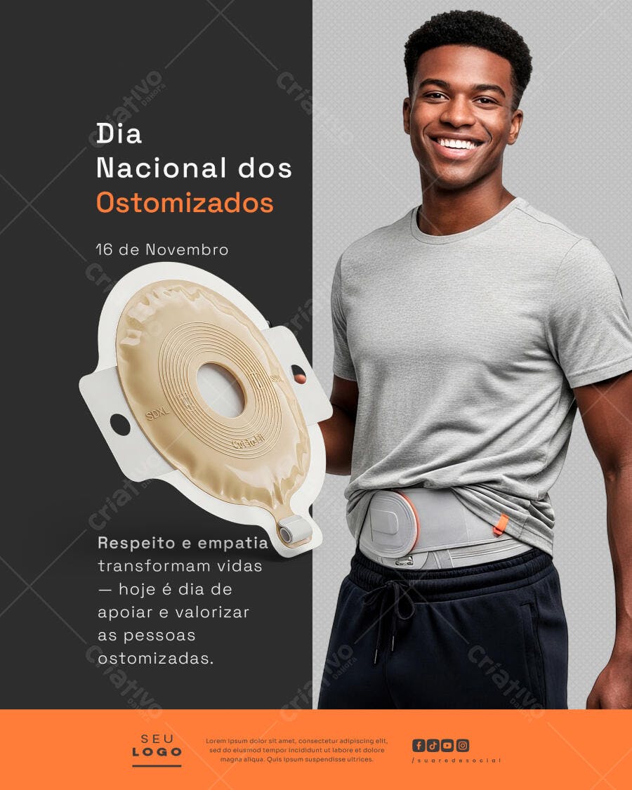 Post Social Dia Nacional dos Ostomizados 16 de Novembro PSD Editável