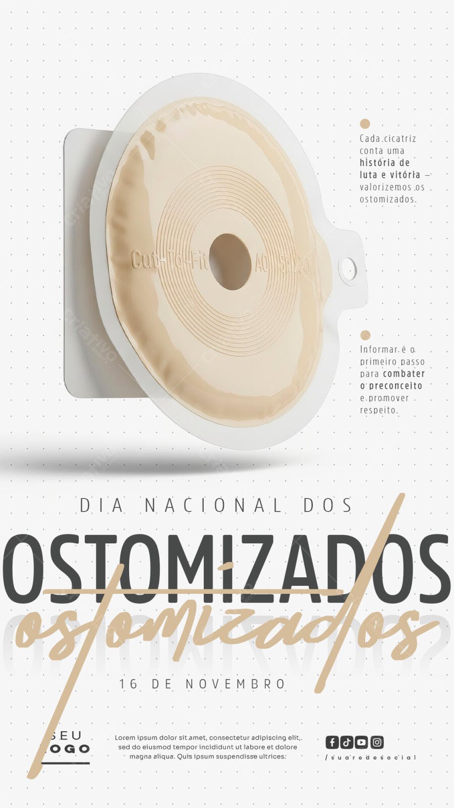 Flyer Dia Nacional dos Ostomizados 16 de Novembro PSD Editável
