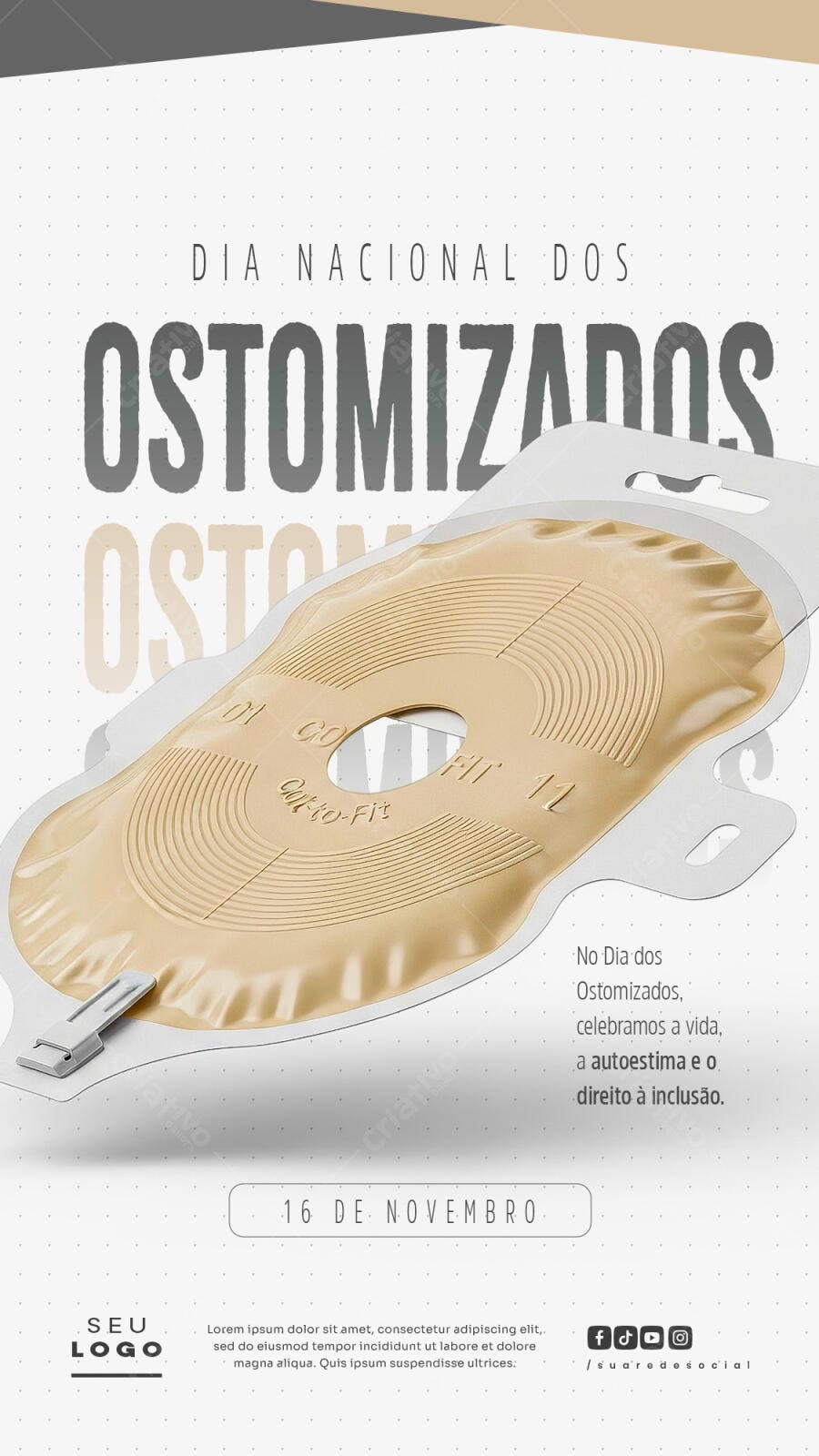 Flyer Dia Nacional dos Ostomizados 16 de Novembro PSD Editável