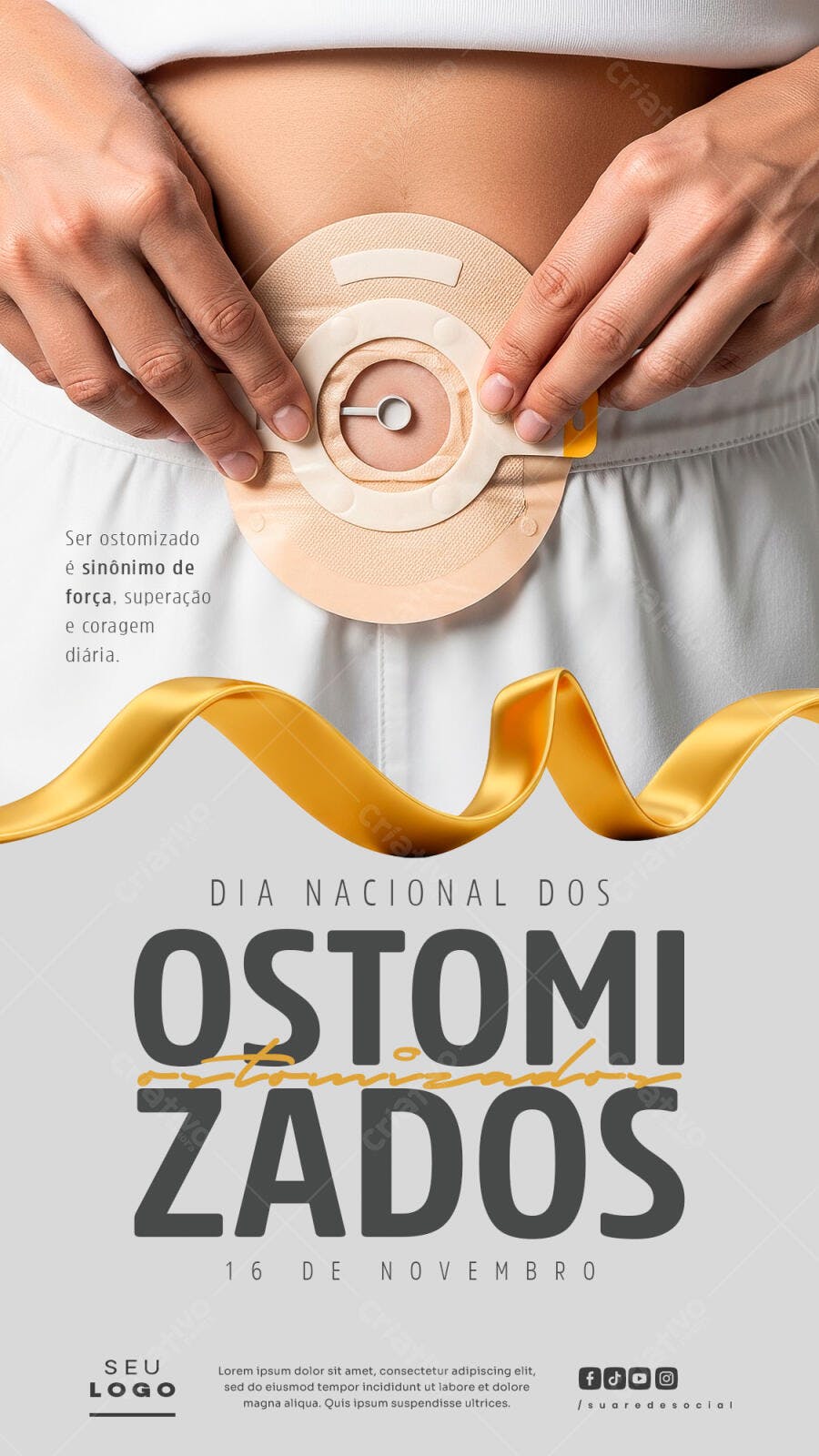 Flyer para Dia Nacional dos Ostomizados 16 de Novembro PSD Editável
