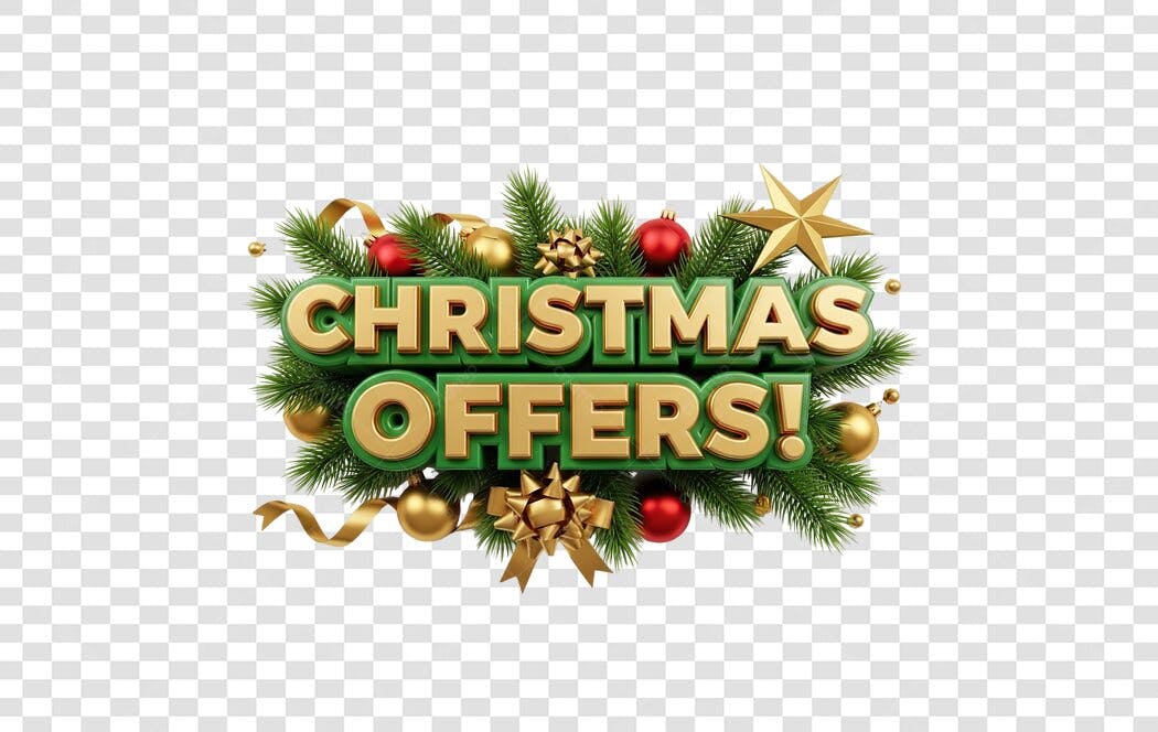 Título Promocional Ofertas de Natal Verde Dourado Vermelho PNG com fundo transparente