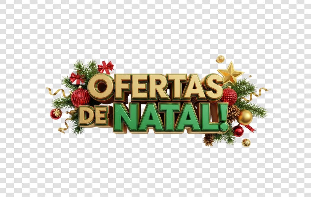 Título 3D Ofertas de Natal Festivas Banner Post Instagram PNG com fundo transparente