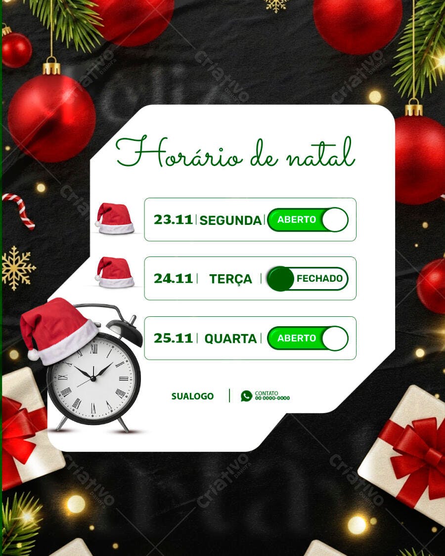 Flyer Horário de Natal para Comércio PSD Editável