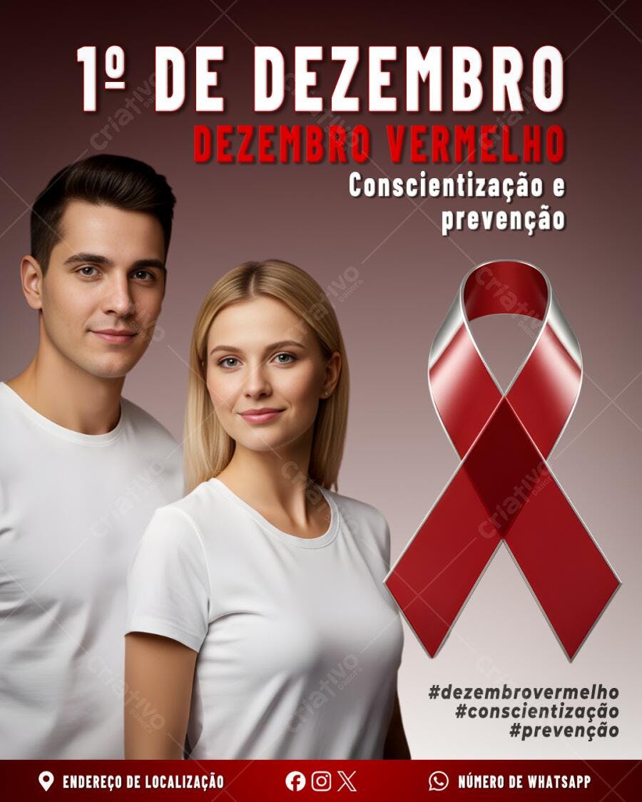 Flyer Dezembro Vermelho Conscientização e Prevenção PSD Editável