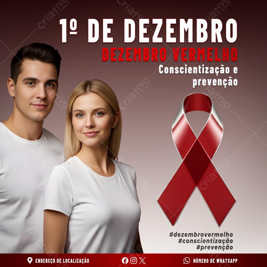 Post para Redes Sociais Dezembro Vermelho PSD Editável