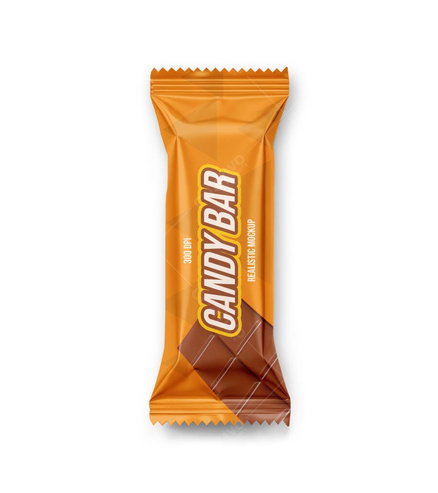 Mockup Realista de Embalagem para Barra de Chocolate Laranja em Fundo Branco