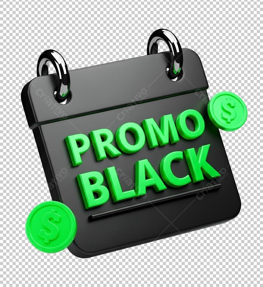 Elemento Gráfico Calendário Promo Black Friday com Moedas Verdes PNG com fundo transparente