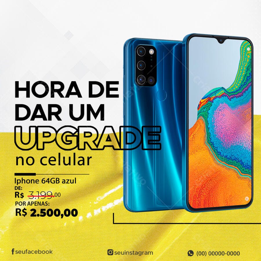 Flyer para Promoção iPhone 64GB Azul PSD Editável