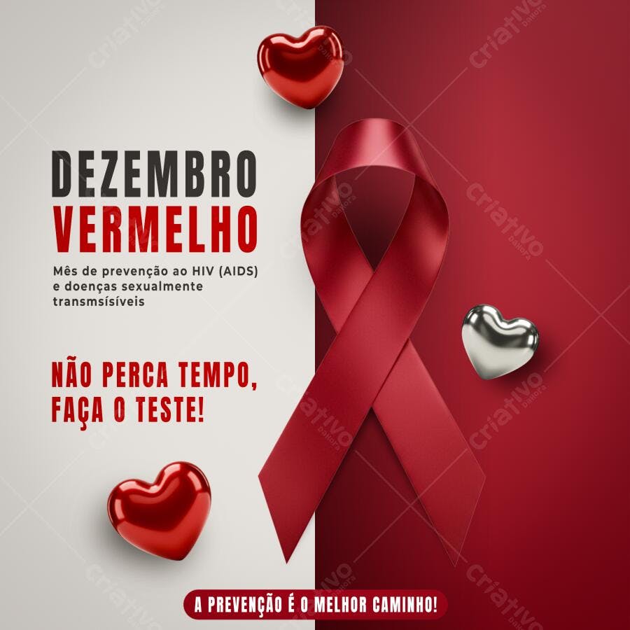 Flyer Dezembro Vermelho Prevenção HIV AIDS PSD Editável