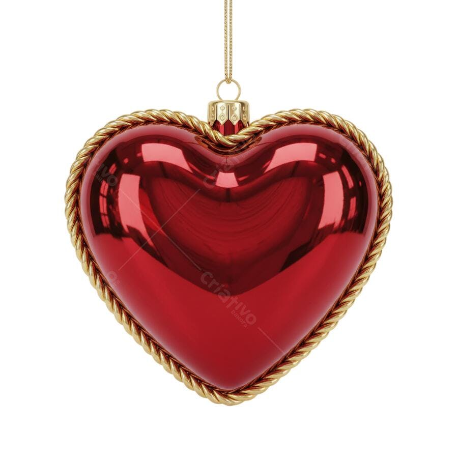Ornamento Coração Vermelho Brilhante Natal Dia dos Namorados PNG com fundo transparente