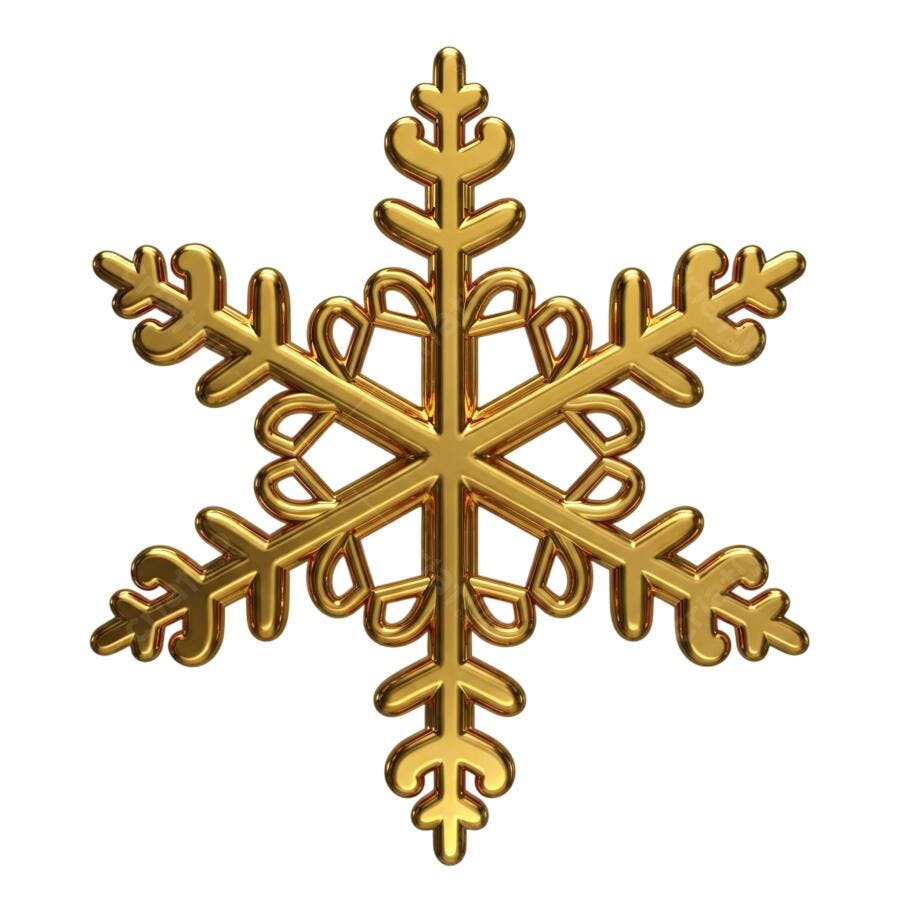 Icone Floco de Neve Dourado Natal Brilhante PNG com fundo transparente