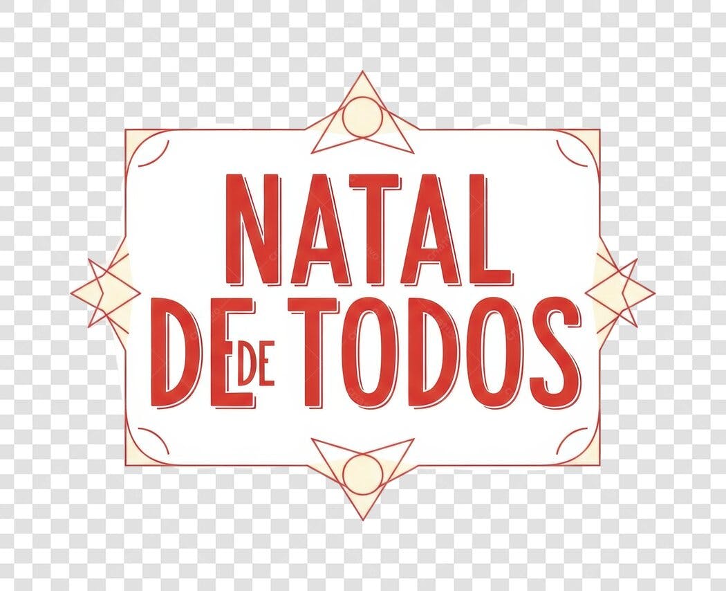Selo decorativo Natal de Todos borda Art Deco vermelho branco PNG com fundo transparente