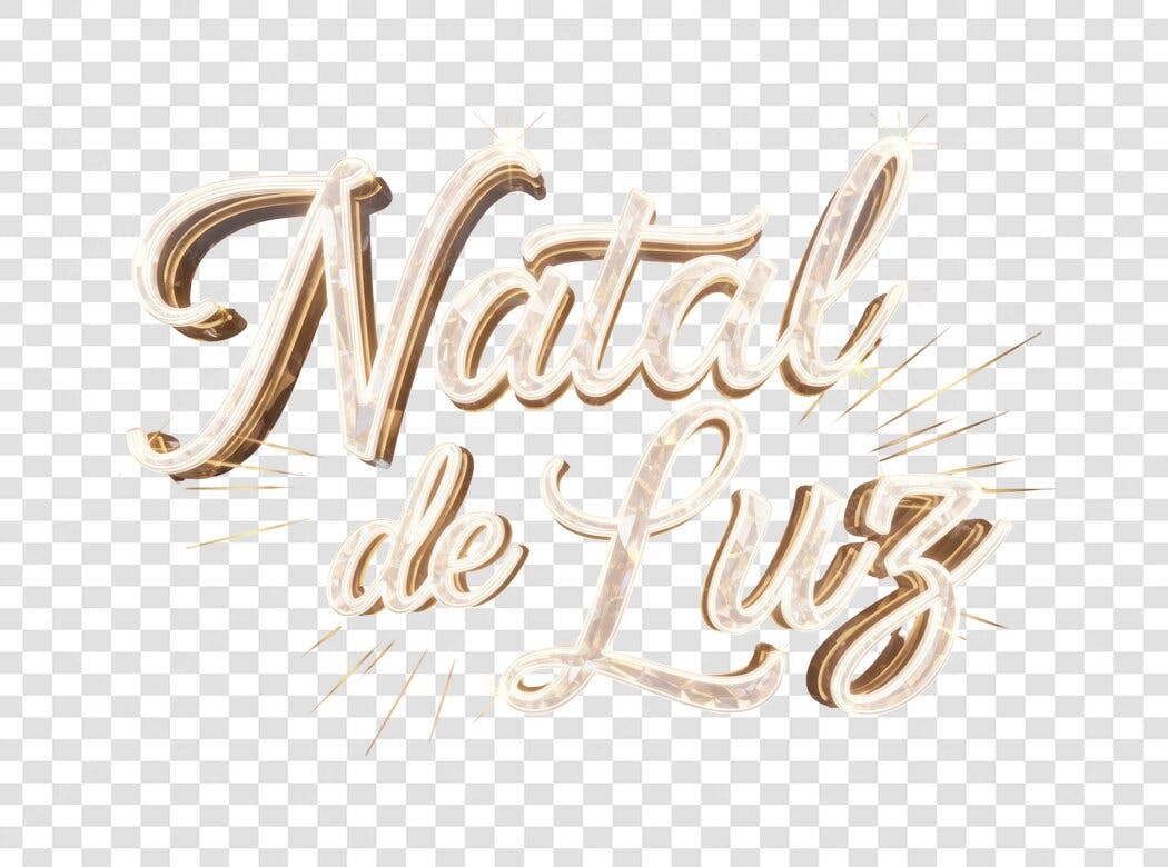 Texto Decorativo Natal de Luz Dourado Elegante Natalino PNG com fundo transparente