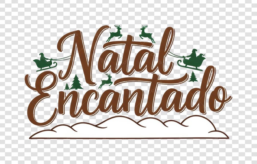 Arte Digital Natal Encantado Papai Noel Renas PNG com fundo transparente