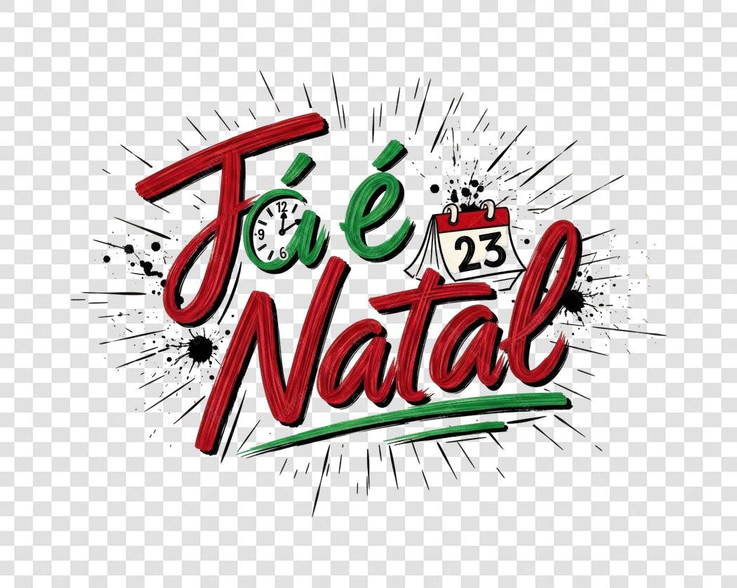 Post Natal chegando contagem regressiva vermelho verde PNG com fundo transparente