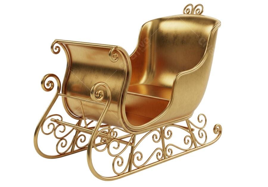 Trenó de Natal Dourado Luxuoso PNG com fundo transparente
