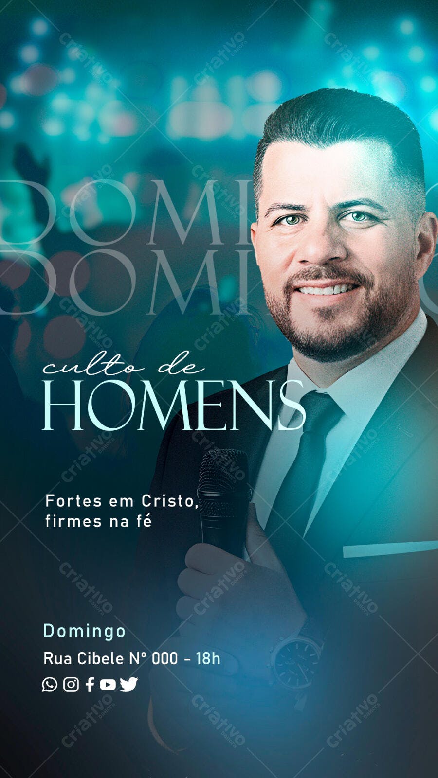 Flyer Culto de Homens Fortes na Fé PSD Editável
