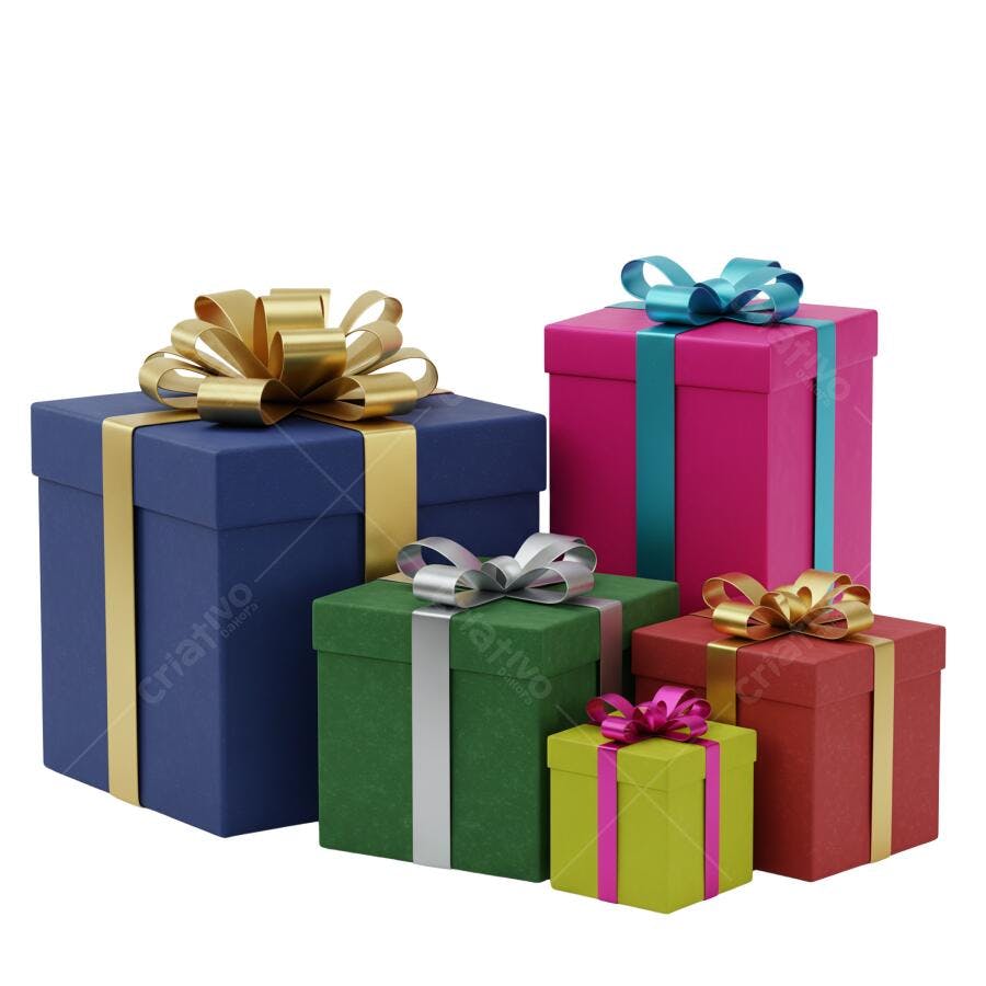 Conjunto de Presentes Coloridos Aniversário Celebração PNG com fundo transparente