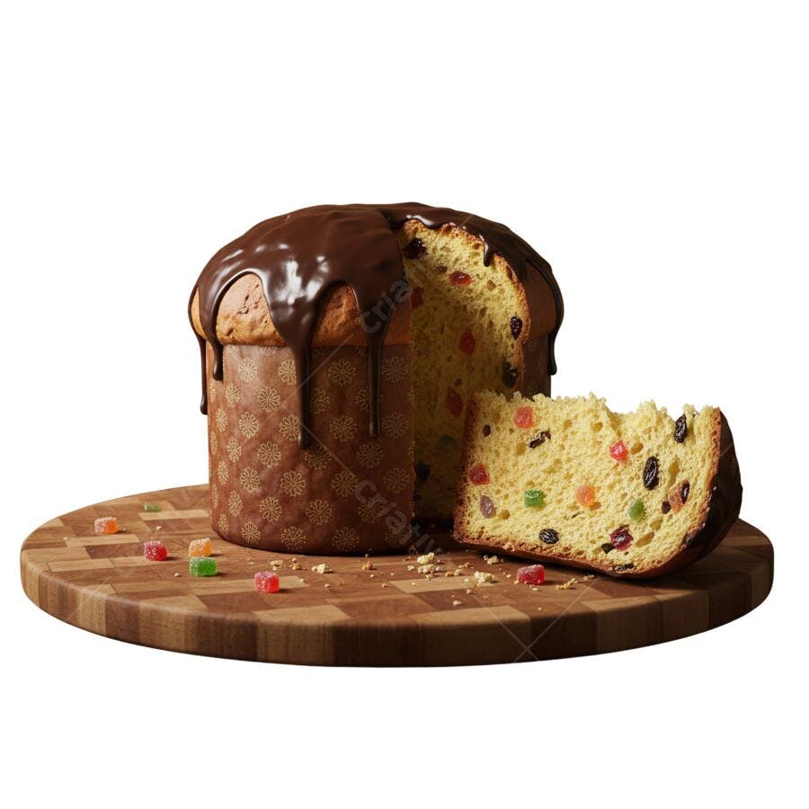 Imagem para Natal e Ano Novo Panettone com chocolate PNG com fundo transparente