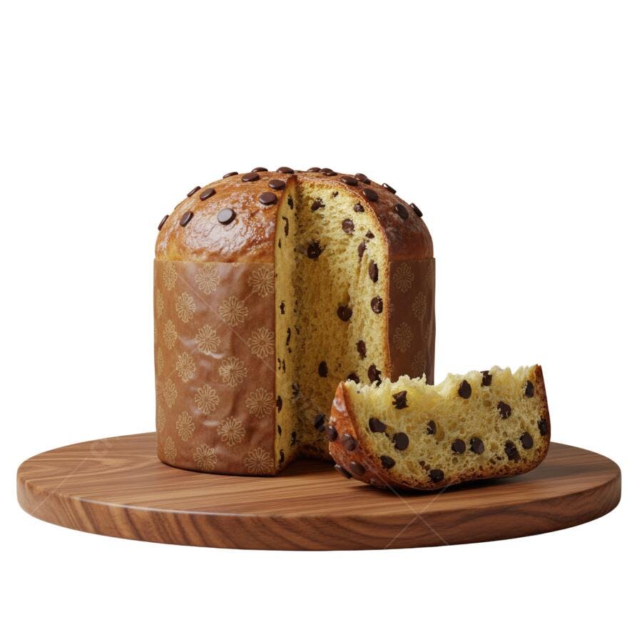 Imagem de Natal Panetone de Chocolate Fatiado Dourado e Marrom PNG com fundo transparente