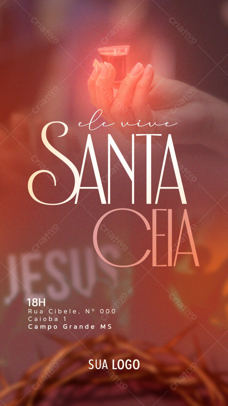 Flyer Vertical Santa Ceia com Vinho PSD Editável
