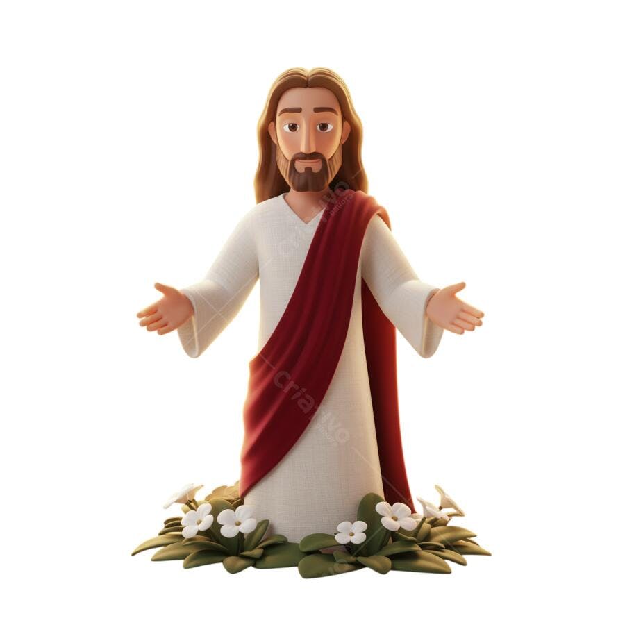 Ícone 3D Jesus Cristo acolhedor para Páscoa PNG com fundo transparente