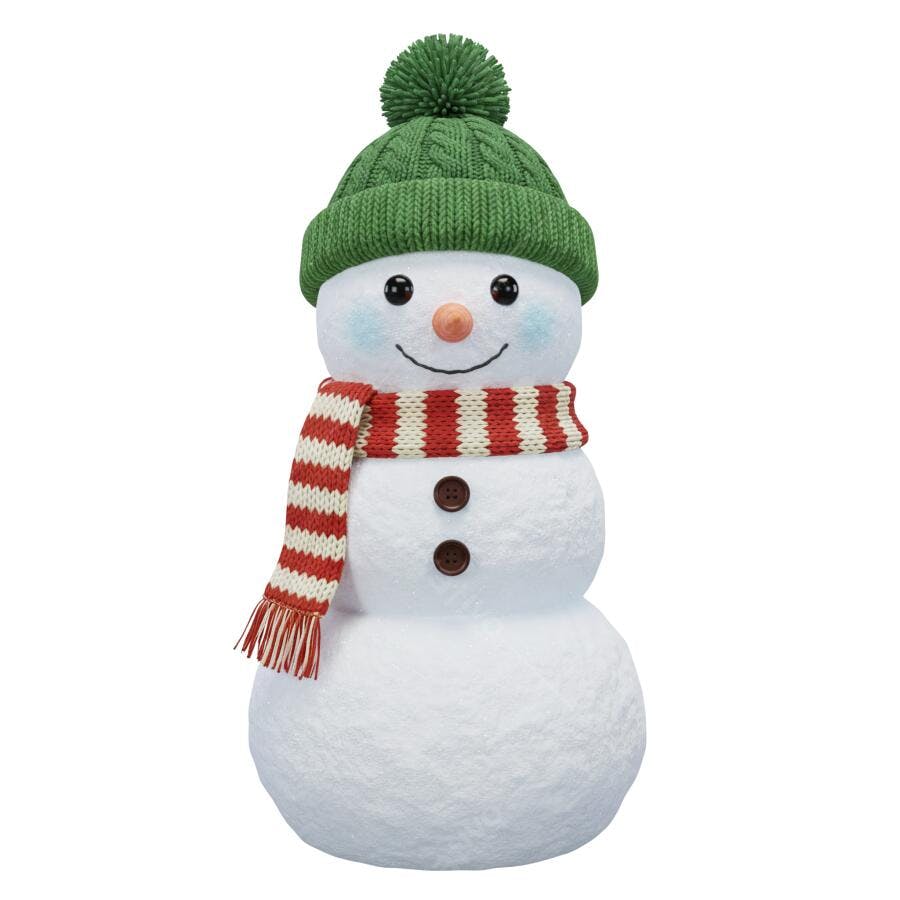 Ilustração Boneco de Neve Natal Gorro Verde Cachecol Vermelho PNG com fundo transparente