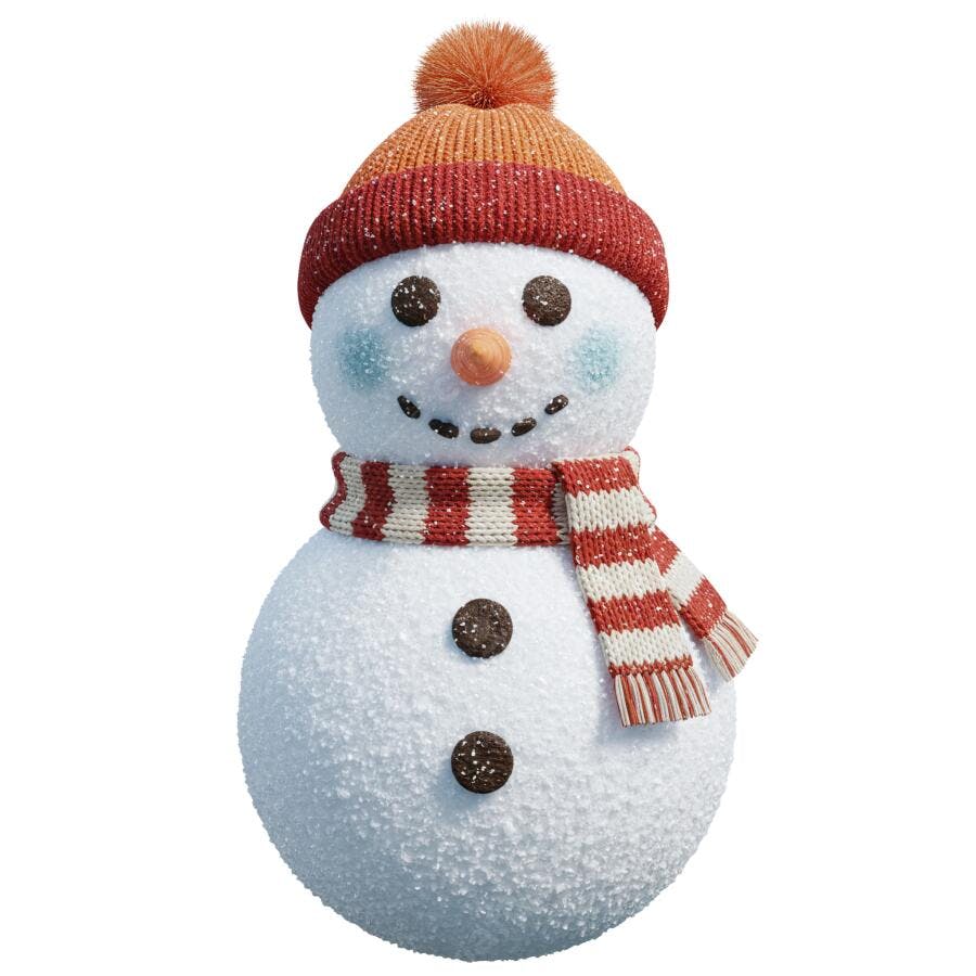 Ilustração Boneco Neve Natal Inverno Laranja Vermelho PNG com fundo transparente