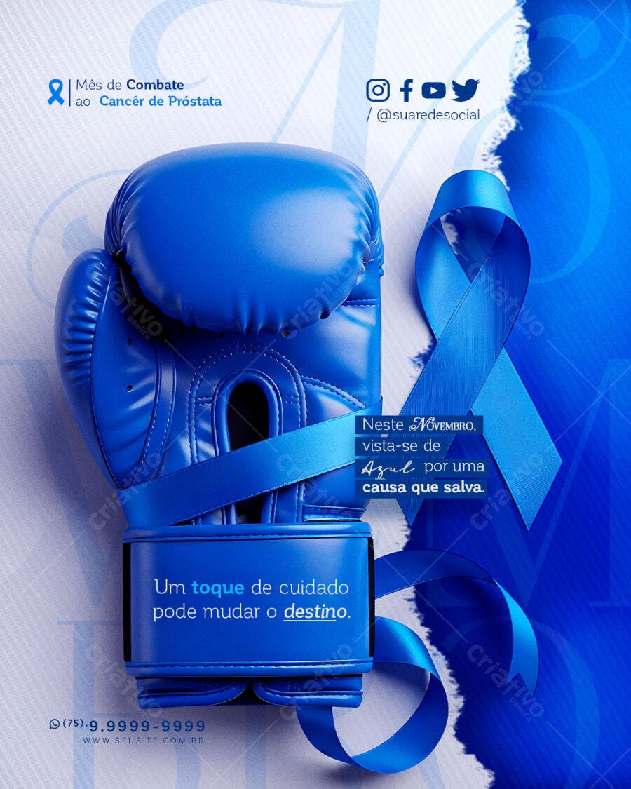 Flyer Novembro Azul Câncer de Próstata PSD Editável
