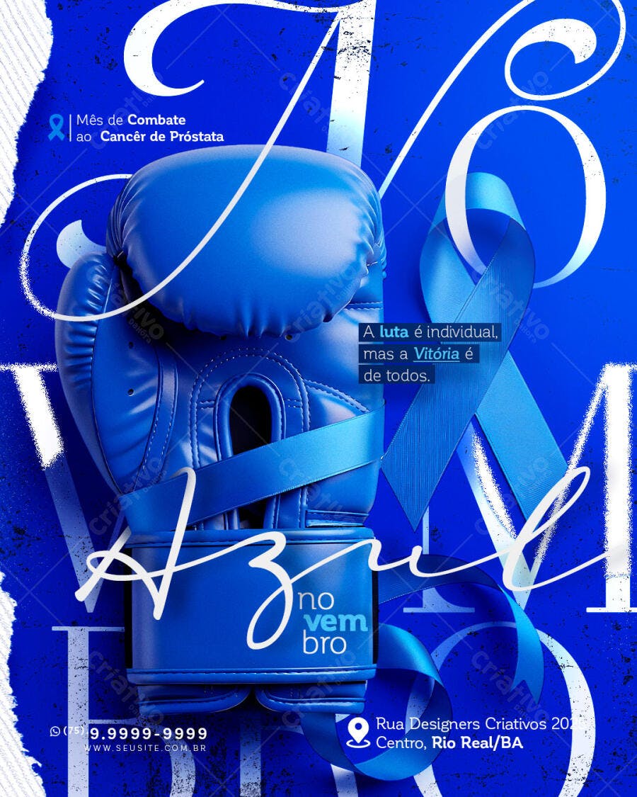 Flyer para Novembro Azul Combate Câncer Próstata PSD Editável