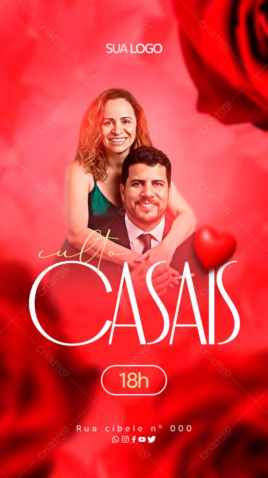 Flyer Culto a Casais PSD Editável