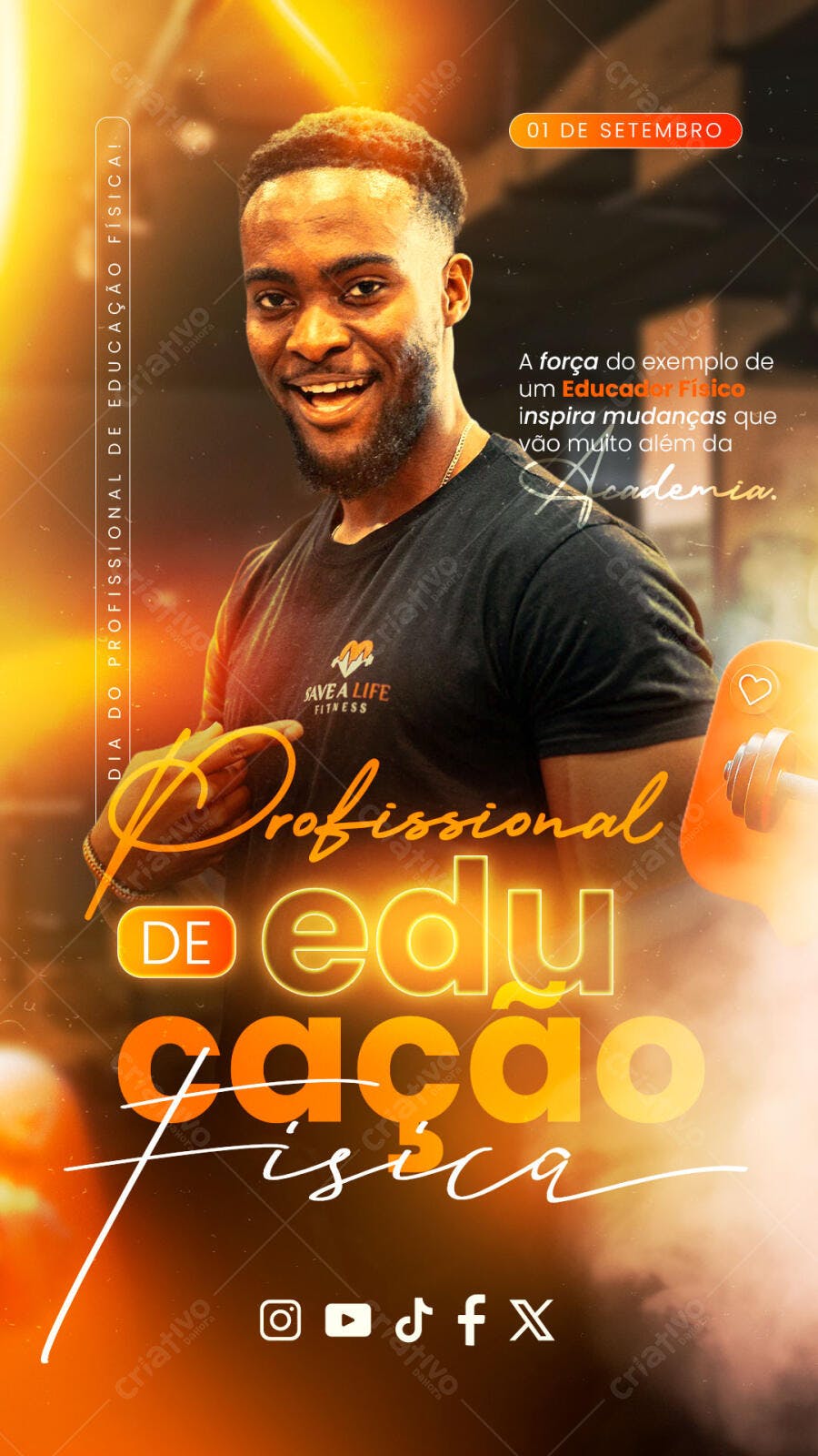 Flyer para o Dia do Profissional de Educação Física Fitness PSD Editável