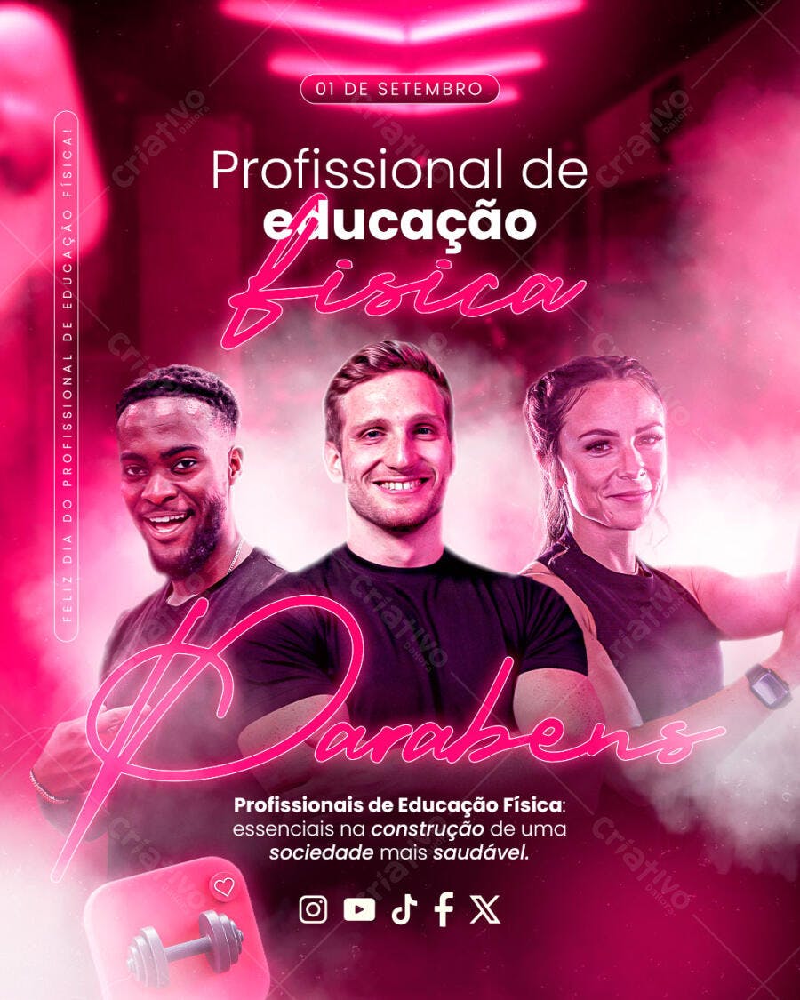 Flyer Dia do Profissional de Educação Física Setembro PSD Editável