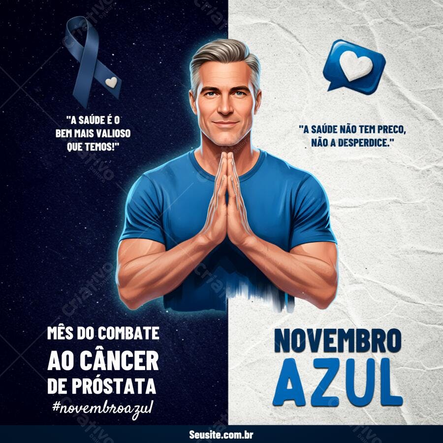 Flyer Novembro Azul Combate Câncer de Próstata PSD Editável