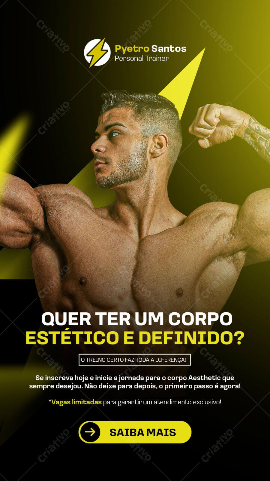Flyer para Personal Trainer Masculino Fitness PSD Editável