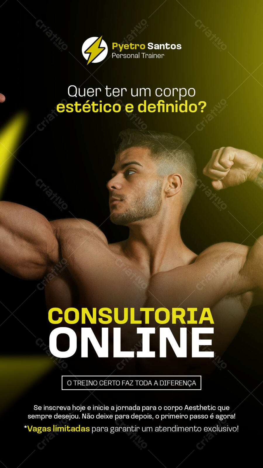 Flyer Consultoria Online Personal Trainer Fitness PSD Editável