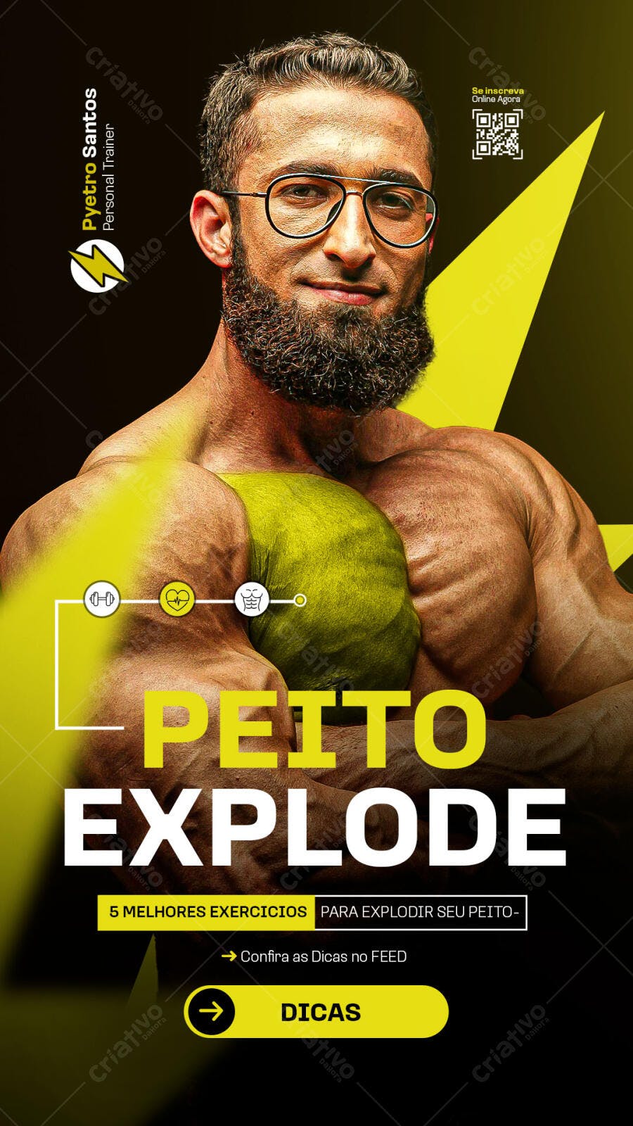 Flyer Treino Peito Explode para Personal Trainer PSD Editável