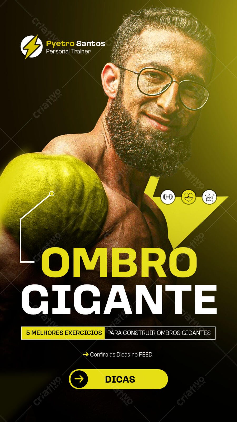 Flyer Fitness Treino Ombro Gigante Personal Trainer PSD Editável