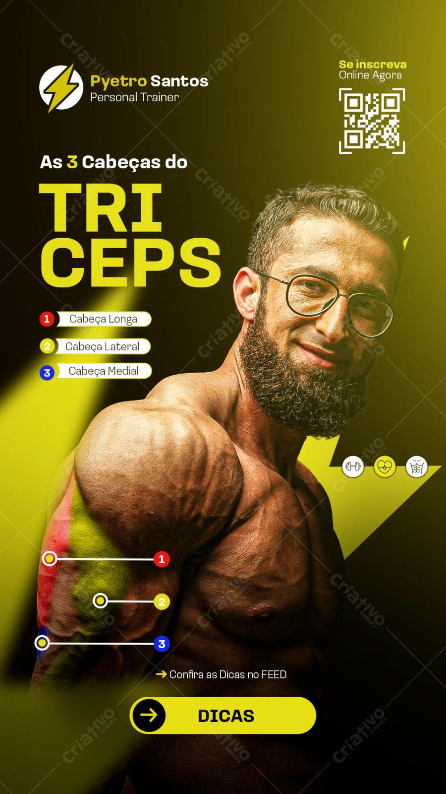 Flyer para Instagram Dicas de Treino de Triceps PSD Editável