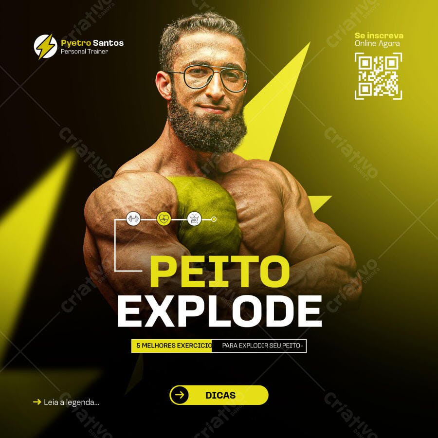 Flyer Treino Peito Explode para Personal Trainer PSD Editável