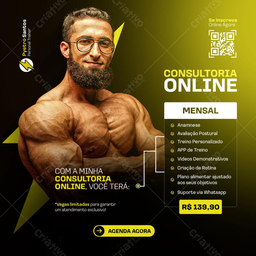 Flyer para Consultoria Online de Personal Trainer PSD Editável