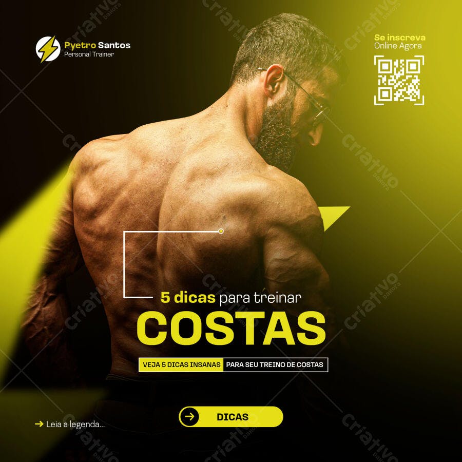 Flyer Dicas de Treino de Costas Pyetro Santos PSD Editável