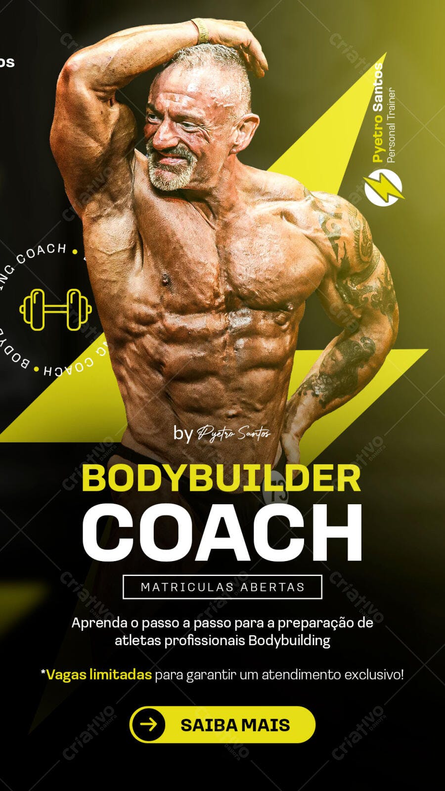 Flyer para Bodybuilder Coach Pyetro Santos PSD Editável