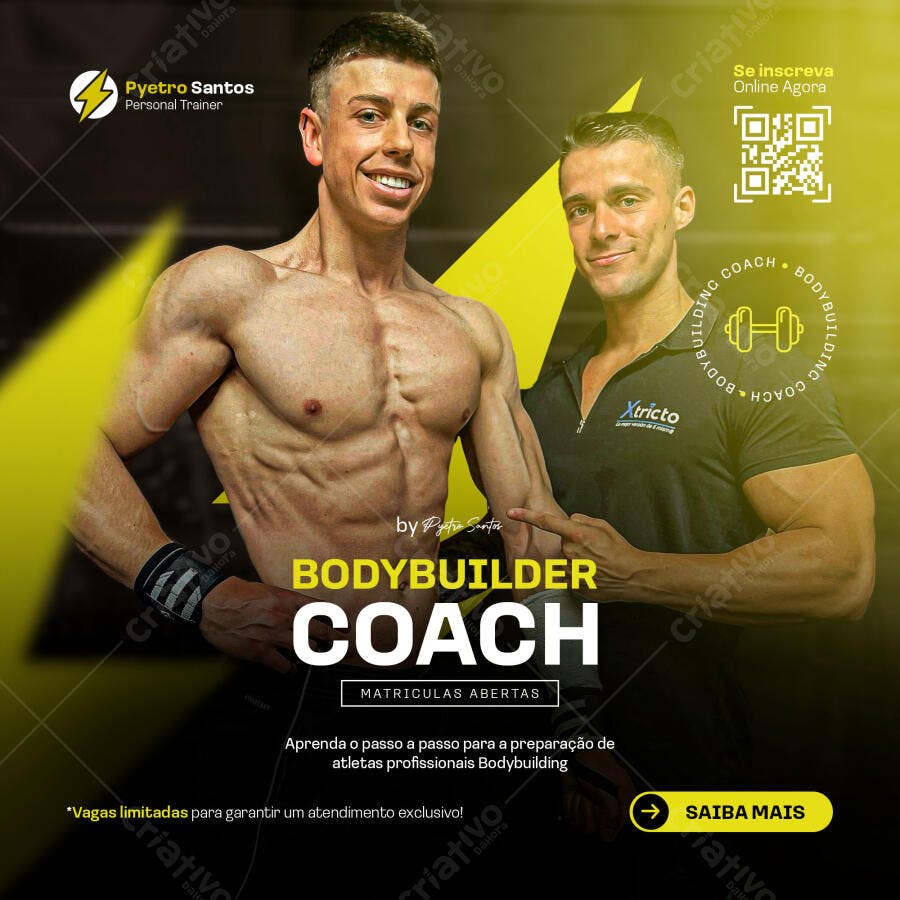 Flyer Digital para Bodybuilder Coach Pietro Santos PSD Editável