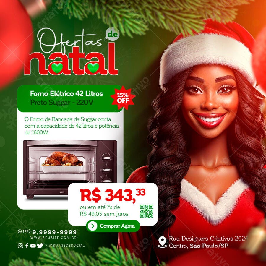 Flyer de Ofertas de Natal Forno Elétrico Suggar PSD Editável