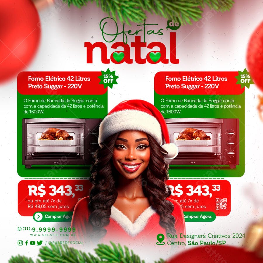Flyer Ofertas de Natal Forno Elétrico Suggar PSD Editável