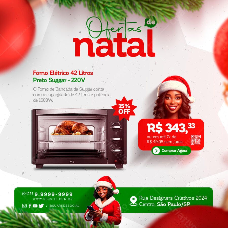 Flyer de Ofertas de Natal Forno Elétrico Suggar PSD Editável