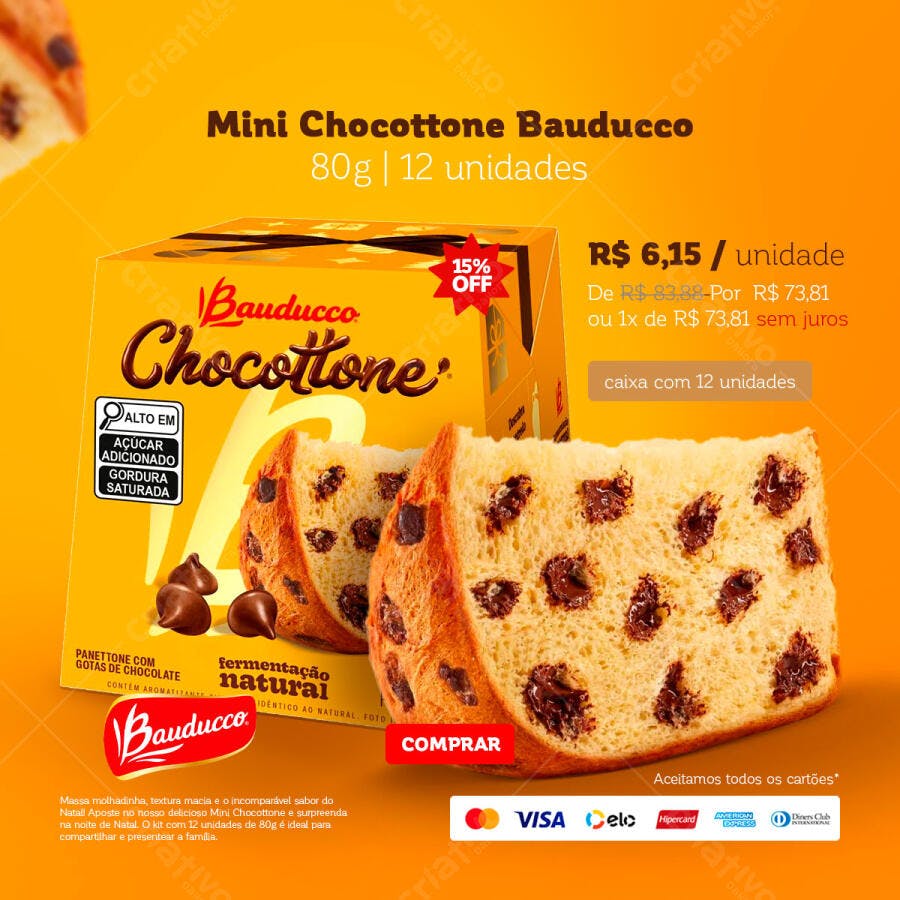 Flyer para Promoção Mini Chocottone Bauducco PSD Editável