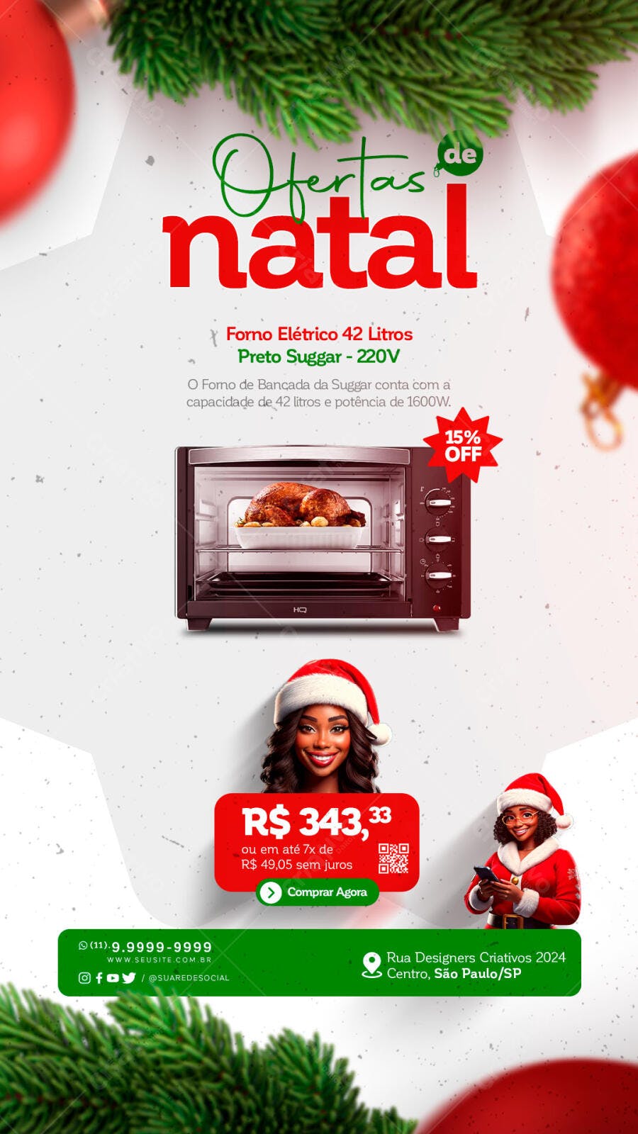 Flyer de Ofertas de Natal Forno Elétrico Suggar PSD Editável