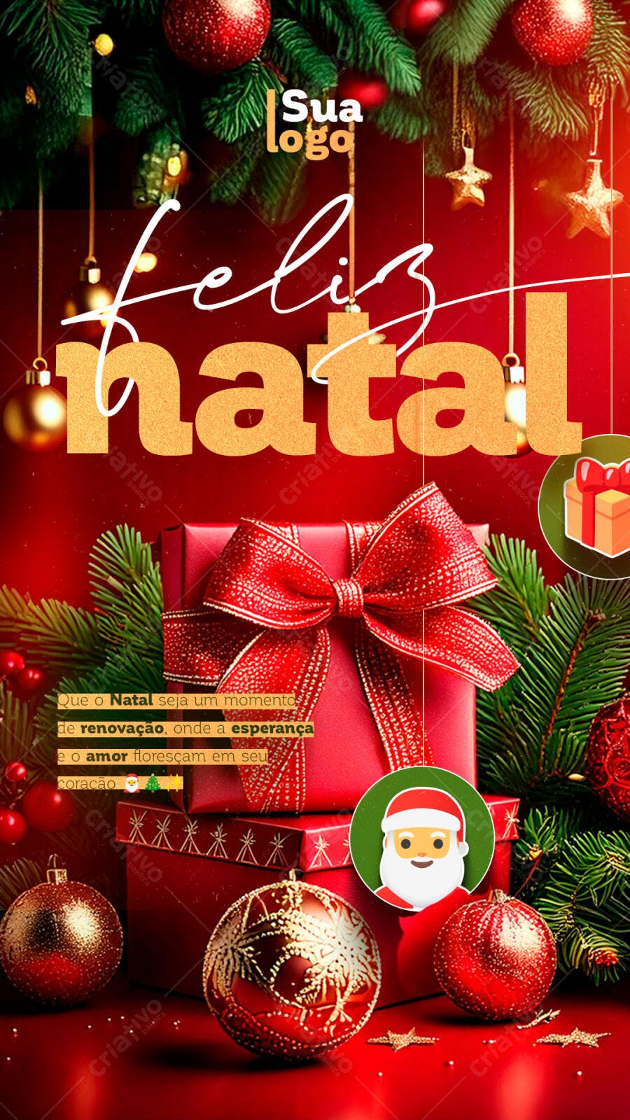 Post para Redes Sociais Feliz Natal Clássico PSD Editável